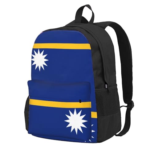 Flag Of Nauru Large Capacity Travel Backpack - Polyester Backpack,Multi-Functional Storage Bag