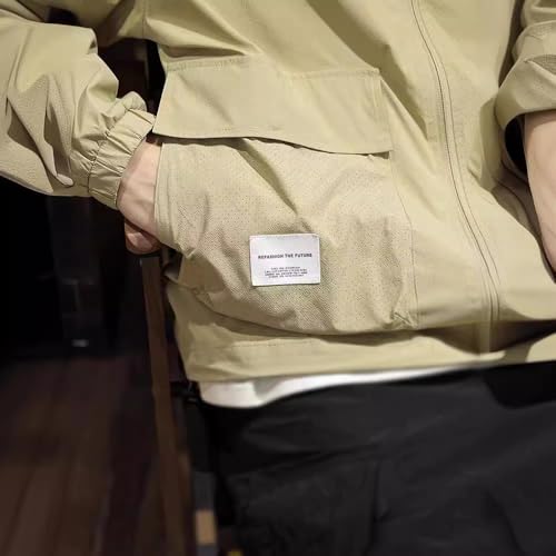 Lightweight Stand Collar Sun Protection Jacket for Men, Summer Men's Thin Style-White-Large2