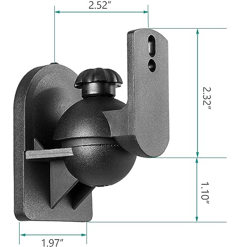 Wali Speaker Wall Mounts, Bookshelf Speaker Wall Mount Brackets, Surround Sound Speaker Mounts, Hold Up To 7.7 Lbs, (Swm602), 5 Pack, Black #TOP2