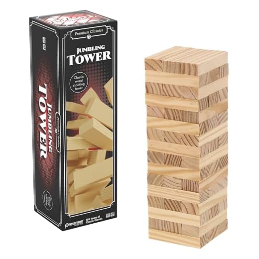 Goliath - Jumbling Tower, Stapelturm aus Holz, Brettspiel aus Holz für Kinder ab 6 Jahren, Geschicklichkeits- und Strategiespiel, 48 Blöcke, Geeignet für 1 oder mehrere Spieler