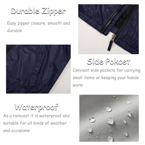 SNOW DREAMS Boys Waterproof Rain Jacket Windbreaker Lightweight Coat Kids Raincoat Outerwear Navy Size 64