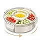 Sudnsadaks Snackbox mit Fächern, Rund Snackbox Drehbar mit Deckel und Griff, 6 Fächern Snackteller, Snackschale, Tragbar Vielseitige Snackbox Organizer, Obstbox Snackdose Transportbox Aufbewahrungsbox