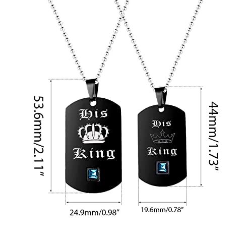 Uloveido 2 Stück Gay Pride Halsketten Set für Männer und Frauen - Erkennungsmarke Black Titanium Edelstahl Bead Kette Halsketten mit Charm Anhänger His King SN125