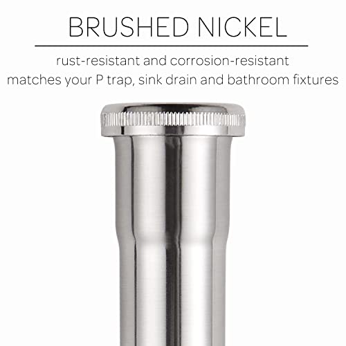 Brass Slip Joint Extension Tube 1-1/4” Od X 12” With Nut And Rubber Washer, P Trap Extension Tube, Sink Drain Tailpiece Tube Extension, Brushed Nickel #TOP2