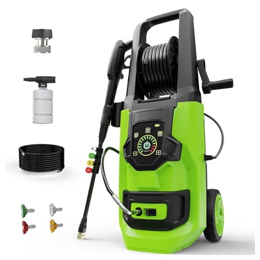 DECOKTOOL Electric Pressure Washer - 5000 PSI 3.0 GPM Power Washer with Touch Screen Adjustable Pressure, 35FT Power Cord and 4 Different Nozzles, Foam Cannon for Car, Garden, Yard, Green