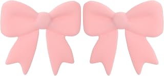 Cute Silicone Bow Headphone Accessories, 1 Pair Pink Decor | Lightweight Clip-on Pair, Easy Installation, Comfy for Long Sessions, Daily Commute and Cheerleading Events