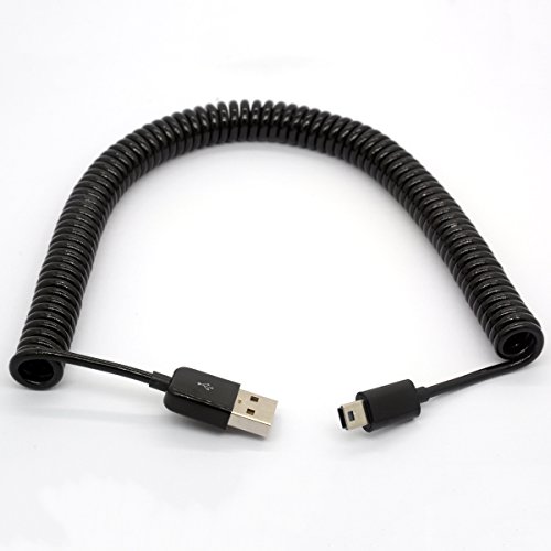 BSHTU Mini USB Cable Spiral Coiled USB 2.0-A to Mini-B 5-Pin Data Sync & Charger Lead Connector(3 Meter) - Thumbnail 2