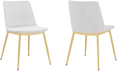 Armen Living Messina - Juego de 2 sillas de comedor modernas de terciopelo y metal dorado
