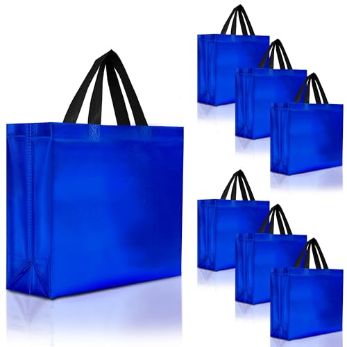 Set of 30 blue gift bags with handles (large) - blue glossy paper bags