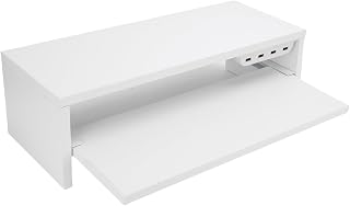 Yosoo Health Gear Desktop Display Riser Wooden Monitor Stand with Box and USB Charging Hub 19.7 X 7.9 X 5.9 Inch Ergonomic Screen Lift for Desktop Installation Home Office (Cream White)