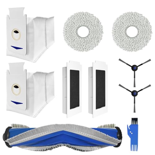 Image of HASTHIP 10Pcs Replacement Parts for Ecovacs T30 Omni /T30 PRO Omni, Spare Accessories with 1 Main Brush, 2 Side Brushes, 2 Mop Cloth, 2 Filters, 1 Cleaning Brush, 2 Dust Bags - Cleaning Tools