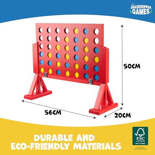 Grasshopper Games | 4 in Row Game, 46 Discs and Carry Bag, Classic Four in a Line Game, Outdoor Family Game for Kids and Adults Grasshopper Games | 4 in Row Game, 46 Discs and Carry Bag, Classic Four in a Line Game, Outdoor Family Game for Kids and Adults