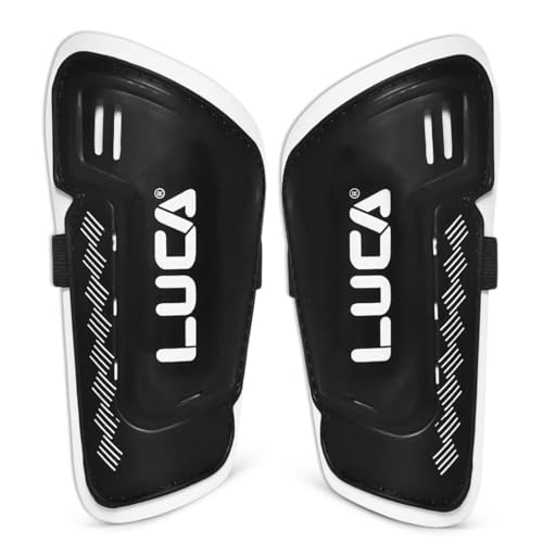 LUCA Soccer Shin Guards Youth + Adults - Protective Medium Size Boys Girls + Men Women Sports Games Sports Shinguards, Football Shin Pads with Adjustable Straps