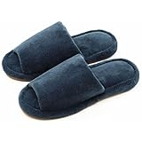 [aspersio] [アスペルシオ] マイクロファイバー ふわふわ あたたかい 洗濯できる 室内履き スリッパ モフモフ 暖かい 洗える ルームシューズ 温かい カカトなし 内ばき あらえる うち履き 丸洗い 履きやすい 柔らかい 部屋用 前あき 甲高 幅広 かかとなし もふもふ もこもこ モコモコ あったか あったかい ボア ウォッシャブル 室内ばき あったかスリッパ (L) ネイビー