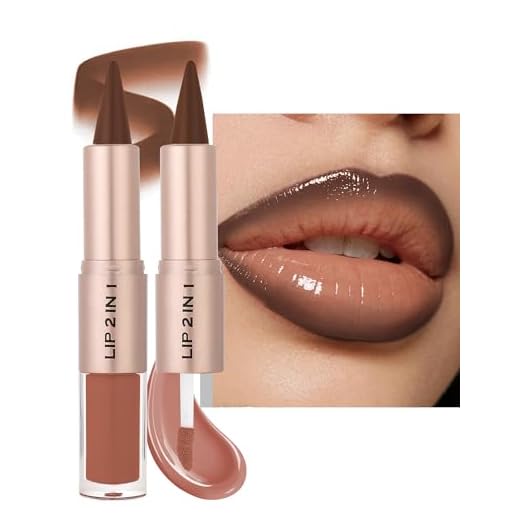 Lipliner & Lipgloss 2-in-1, Caramel Braun Ombre Lip Combo, Langlebig Samt Matte Lippenstift, Nude Braun Glossy Hydration Lip Gloss, High Pigment Multi-use Lipstick für Definierte und Vollere Lippen-06
