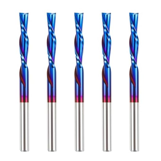 HQMaster Downcut Bit 1/8" Shank Down Cut Spiral CNC Router Bits End Mill Tungsten Carbide Milling Cutter Set 5 Pack (3.175mm)