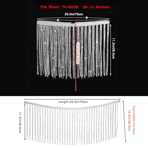 hoyuwak Rhinestone Waist Chain Belt Silver Gold Body Chain Crystal Belly Dance Chain Body Jewelry for Women Rave Festive2