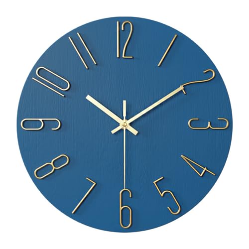 Image of Taodyans 30cm Wall Clock,Modern Silent Clocks for Living Room Kitchen Office School Classroom Home Decor Battery Operated (Blue)