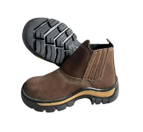 Bota Botina De Segurança Epi Couro Nobuck Marrom Café Preta e Verde Oliva 36 Ao 45 (Marrom Café, BR,