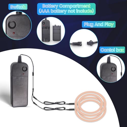 Image of EL Panel Light, Glowing LED Eyes Electroluminescent El Sheet Panel Light DIY Cuttable Round Ring EL Sheet Cosplay Mask Eyes Decoration with Battery Box (Ice Blue)