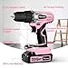 AVID POWER 20V MAX Lithium lon Cordless Drill Set, Power Drill Kit with Battery and Charger, 3/8-Inch Keyless Chuck, Variable Speed, 16 Position and 22pcs Bits (Pink)