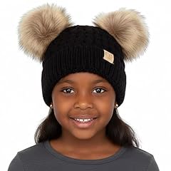 Black - Natural Faux Fur Pom