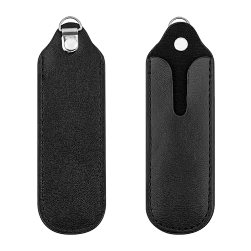 diyfixlcd 4 Pieces Black PU Leather Lanyard Case, MP3 Voice Recorder Protective Case, Straight Leather Case, Pen Holder ID Card Holder Protective Case Lanyard
