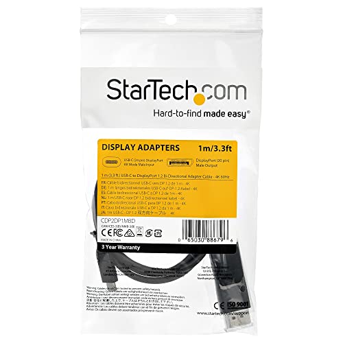 StarTech.com Câble USB Type C vers DisplayPort 1.2 bidirectionnel 1m Adaptateur USB C à DP 1 DisplayPort USB Type C Mâle Mâle Droit CDP2 - vue 6