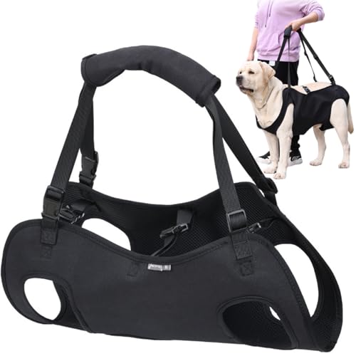 犬用リフトハーネス 歩行補助 老犬 けが 介護用 ハーネス ペット用品 リハビリテーション 軽量 通気性 柔らかい 調節可能 脱着簡単 犬の前足と後ろ足の補助 お出かけ便利 小型犬 中型犬 大型犬 散歩用 (S)