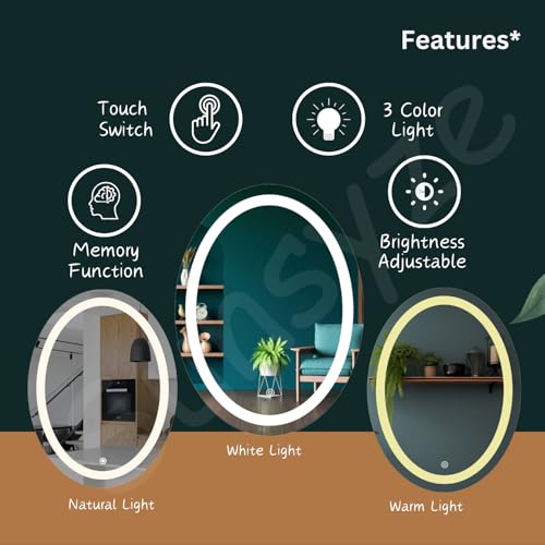 Image of Sunsyze Wall Mirror for Home Decor | Decorative Mirror for Living Room /Bathroom /Entryway Vanity Mirrors, Makeup | Elegant HD Glass (1, Oval) (Medium)