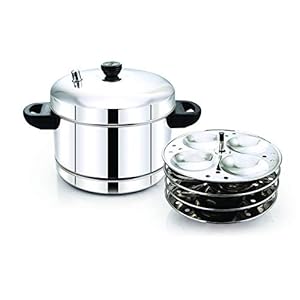 TallBoy Classic 4 Plates Idli Cooker Stainless Steel with Induction Base, (16 Idlis)