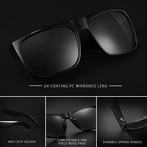 Image of FEISEDY Mirrored Sunglasses for Men Square Sport Style UV Protect Classic B2807