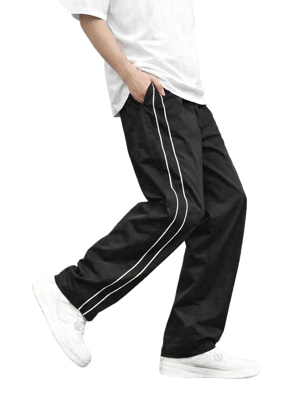 Image of CHKOKKO Men's Relaxed Track Pants for Gym Workout Running Casual Wear Sports Lower with Pockets Adjustable Drawstring Waist Lightweight Quick Dry Activewear Fitness