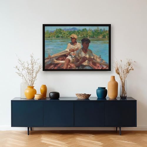 Toile Black River Boatmen de Henry Scott Tuke : décoration murale de qualité avec cadre - 5