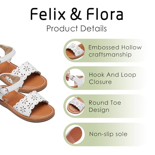 Image of Felix & Flora Toddler Girl Sandals - Little Girl Easter Dress Shoes Lightweight Open Toe Beach Holiday Flats