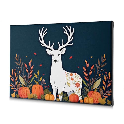 Toile déco murale salle de bain cerf blanc d'automne prestige 40x60 cm