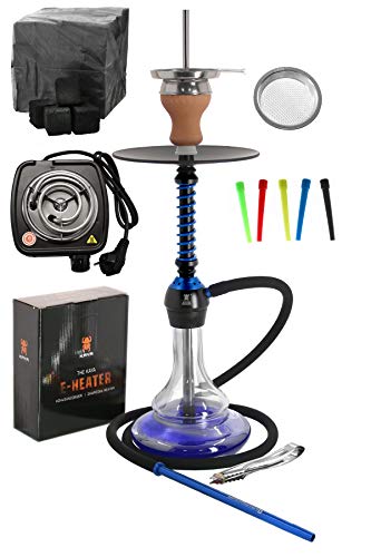 Kaya ELOX Eco 580 Twist Set con Cocina eléctrica carbón de cachimba boquillas Desechables Pinzas gestor de Calor (Blueground)