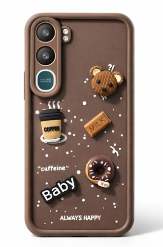 Image of Bintage Ball Bear| Donut| Milk Cake| Baby| Coffee Rubber Case Camera Protection Back Cover Compatible for Vivo Y31 5G - Brown
