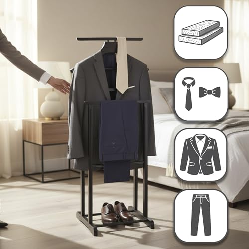 HAKU Möbel aparcacoches negro, Madera maciza - Dim.: AN 47 cm x AL 102 cm x P 36 cm, Estilo: Tradicional - imagen 3