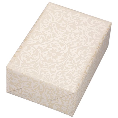 Rotolo di carta da regalo 50 cm x 50 m, motivo broccato beige, carta da regalo decorativa in bianco opaco su fondo perlato Per compleanni, matrimoni, Natale. Cartolina regalo di Natale