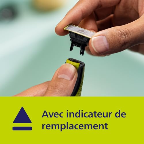 Philips OneBlade Original - Lames de rechange, pour rasoir/tondeuse électrique OneBlade, acier inoxydable robuste, taille, stylisation et rasage, lot de 5, (modèle QP250/50)