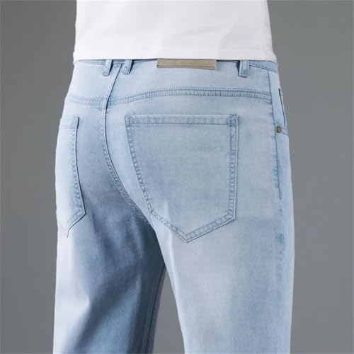 Men's Lyocell Soft Slim Jeans Summer Thin Straight Business Casual Trousers3