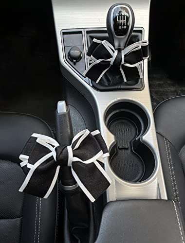 seemehappy 2pcs Charming Hot Pink Bowknot for Car Interior Decoration-Black White