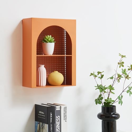 [en.casa] Étagère Murale avec 2 Compartiments de Rangement Paroi Arrière Décoratif en Effet Rotin Meuble de Stockage pour Salon Cuisine Salle de Bain...