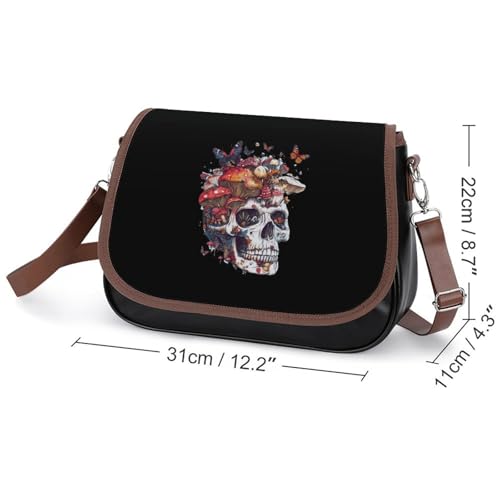 Mushroom Collector Skull Women's Crossbody Bags Leather Messenger Handbag Small Shoulder Bag Purse2