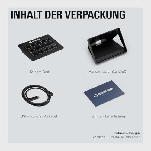 Elgato Stream Deck MK.2 – Studio-Controller, 15 Makrotasten, auslösen von Aktion in Apps und Software wie OBS, Twitch, YouTube und anderen, für Mac und PC