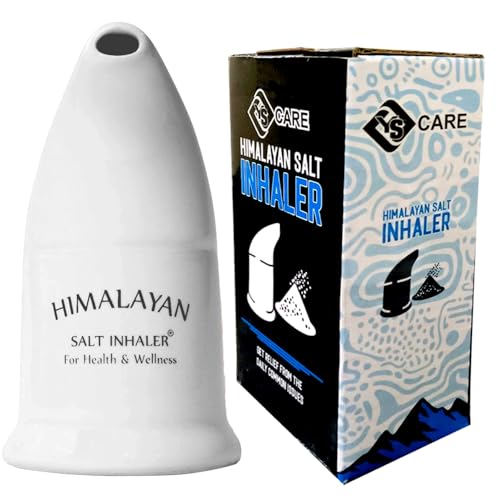 Himalayan Salt Inhaler White Ceramic with Pink Salt Crystals Natural Respiratory Wellness Salt Free Natural Respiratory Aid