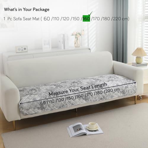Image of HOKIPO Printed Waterproof + Anti-Slip + Quick Dry Sofa Seat Mats, Abstarct Pale Grey - Length 160cm (AR-5233-P7)
