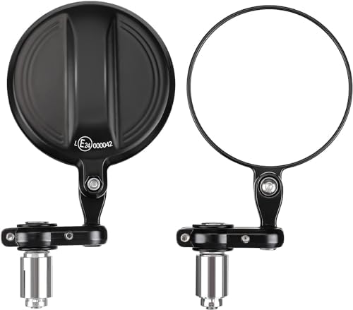 Universal 7/8" Handlebar End Rear View Mirrors – Billet Aluminum, Black, 360° Adjustable For Kawasaki/Yamaha