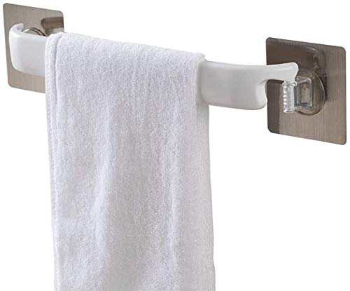 Luvina Magic Sticker Series Self Adhesive Kitchen Napkin Towel Holder Rod Bathroom Towel Holder Rack (White)38cm
